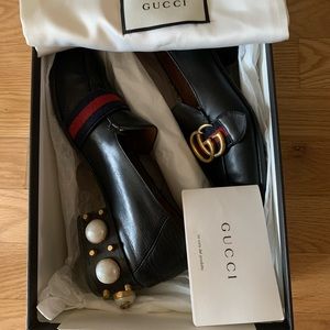GUCCI GG Leather mid-heel loafer